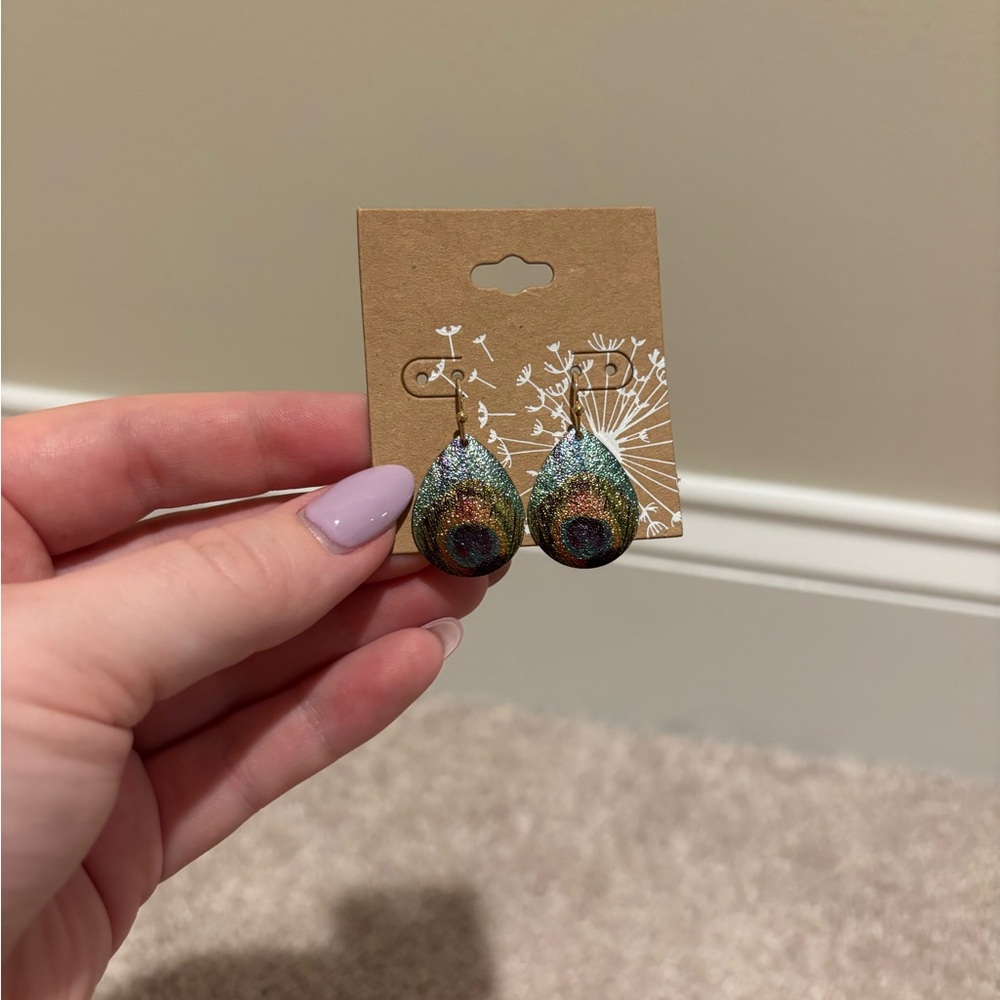 Peacock Feather Inspired Earrings